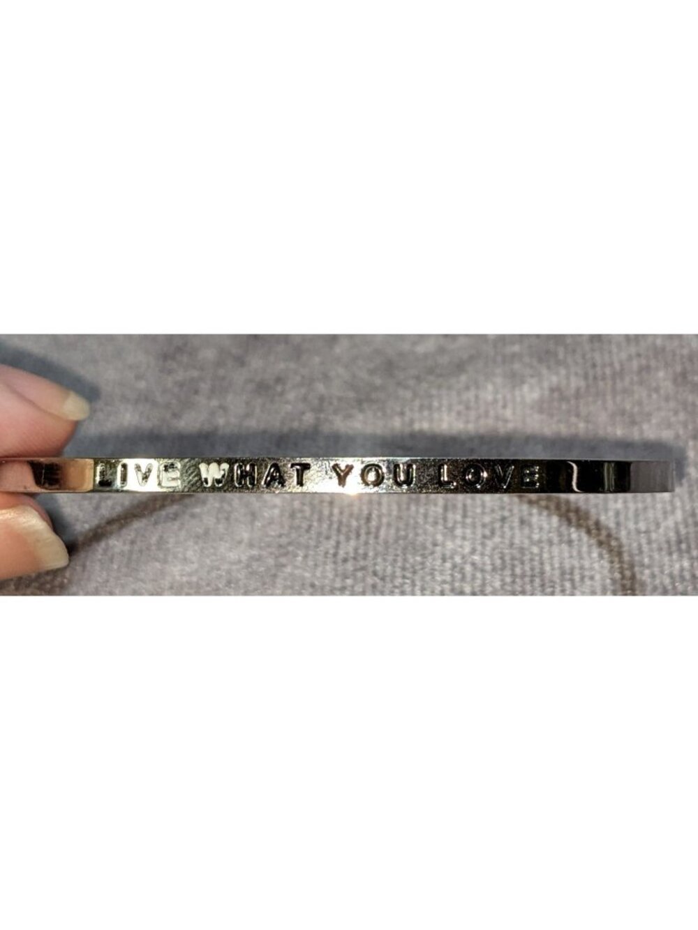 Boho Mantraband “Live What You Love” Silver Tone Inspirational Cuff Bracelet